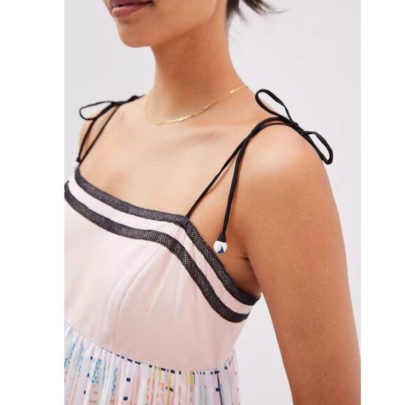 New Anthropologie GEISHA DESIGNS Abstract Pleated Midi Dress $230 SMALL - Picture 2 of 5